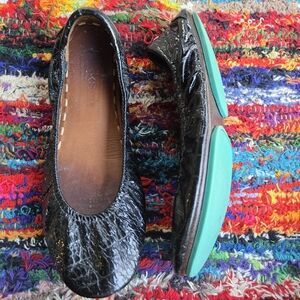Tieks Black Obsidian Croc Patent Portable Ballet Flat Size 9